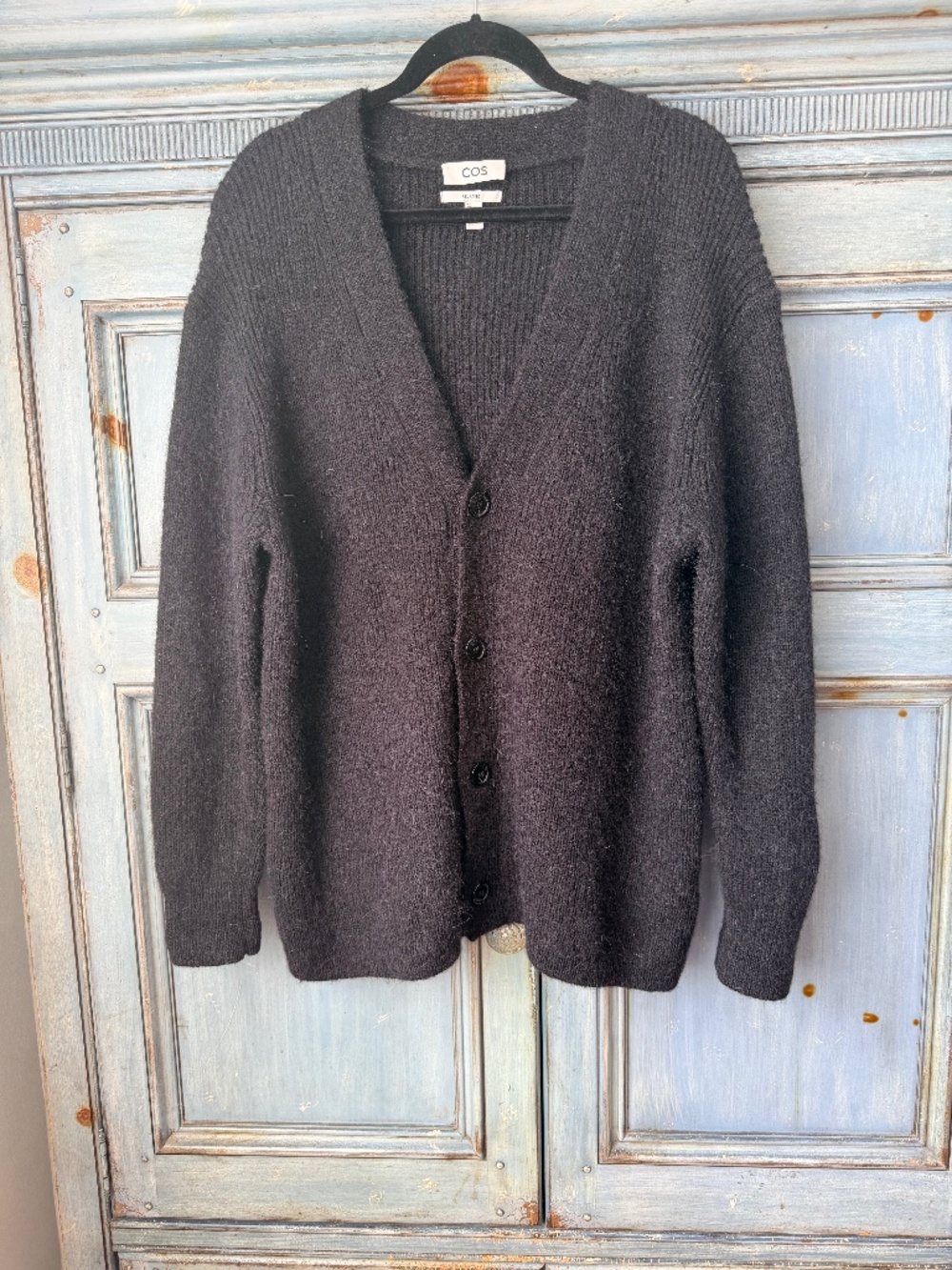 COS Men's Black Wool/Alpaca Relaxed Cardigan Size M